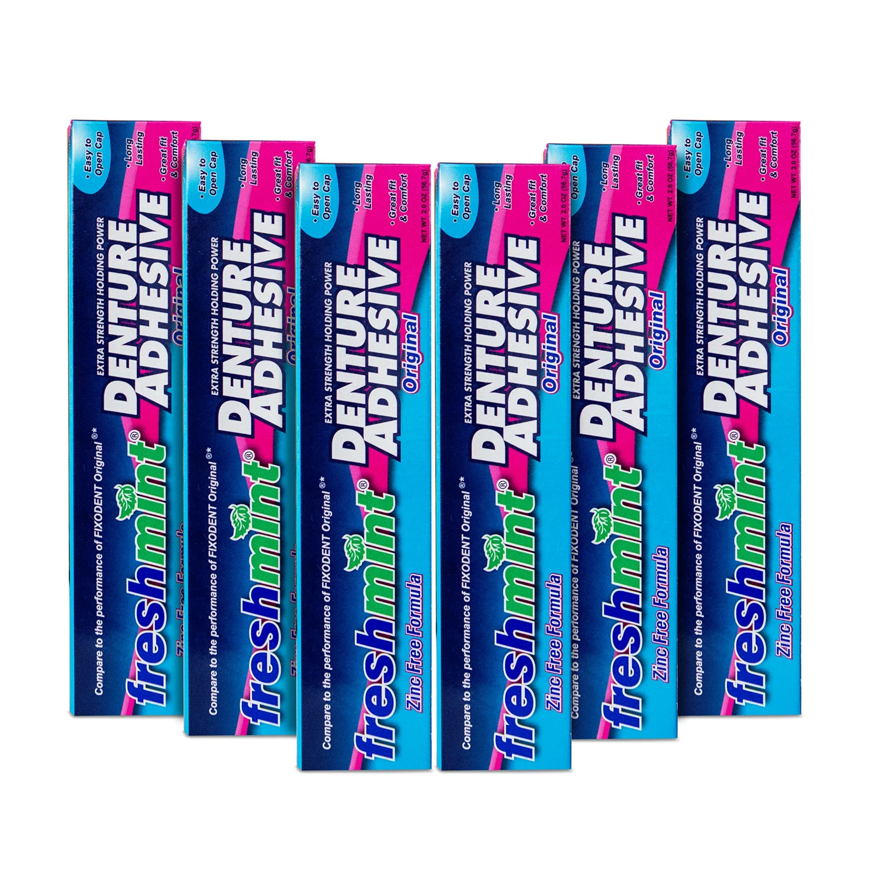 Freshmint 6-Count Zinc-Free Denture Adhesive, 2 oz, another view